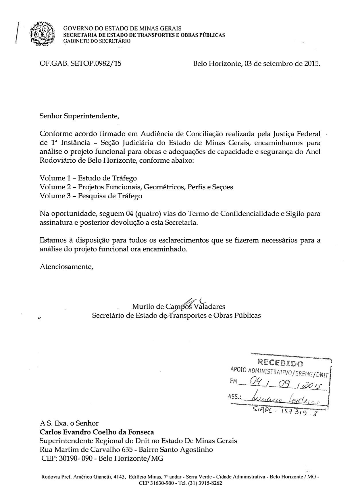 termo de entrega dnit