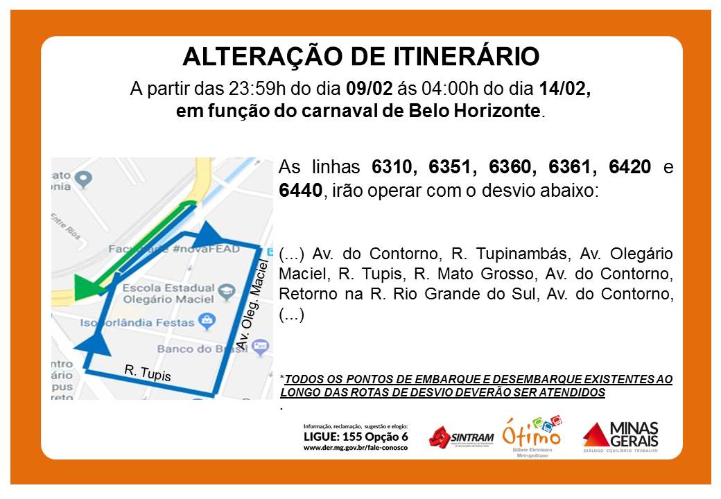alteracao itinerario carnaval 12