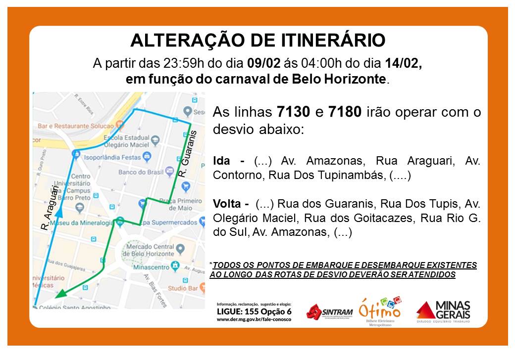 alteracao itinerario carnaval 14