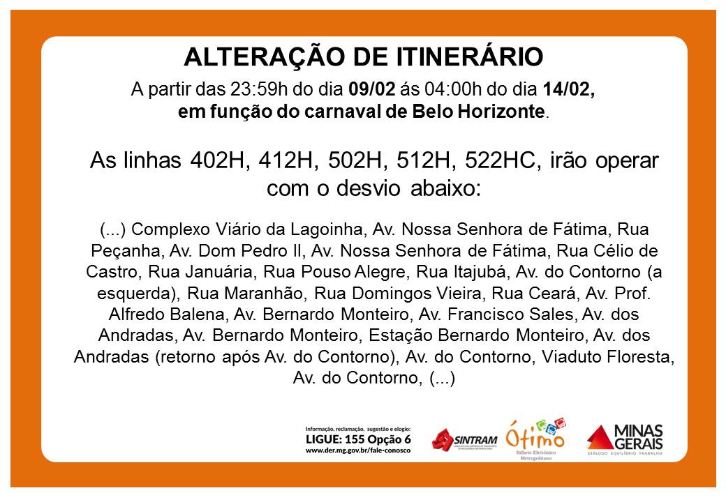 alteracao itinerario carnaval 23