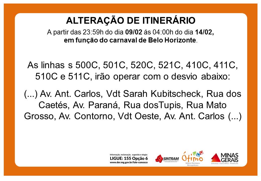 alteracao itinerario carnaval 24